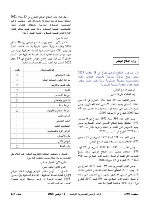 شروط المشاركة في مناظرة الإدارة العامة للصحة العسكرية 2025 - الوثيقة الرسمية