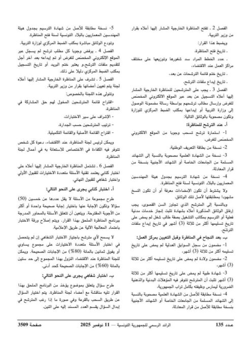 شروط وعدد الخطط المفتوحة في مناظرة المهندسين المعماريين لوزارة التربية