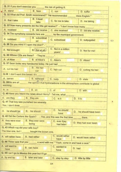 الصفحة الأولى من نموذج امتحان CAPES في اللغة الإنجليزية مع أسئلة الفهم والتحليل