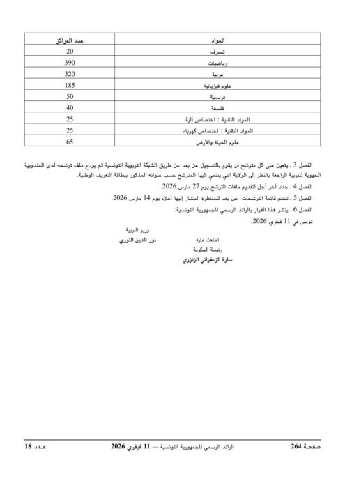 وثيقة إعلان مناظرة انتداب أساتذة 2026