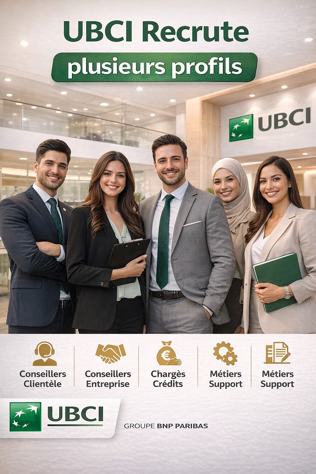 2026 UBCI Recrute plusieurs profils 2026
