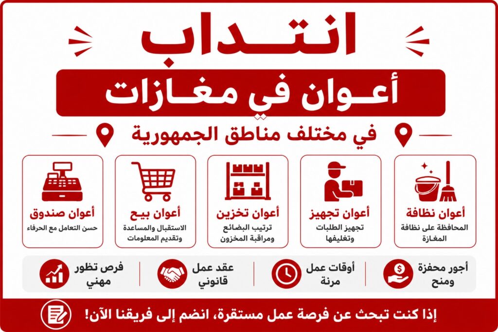 انتداب أعوان في مغازات في مختلف مناطق الجمهورية