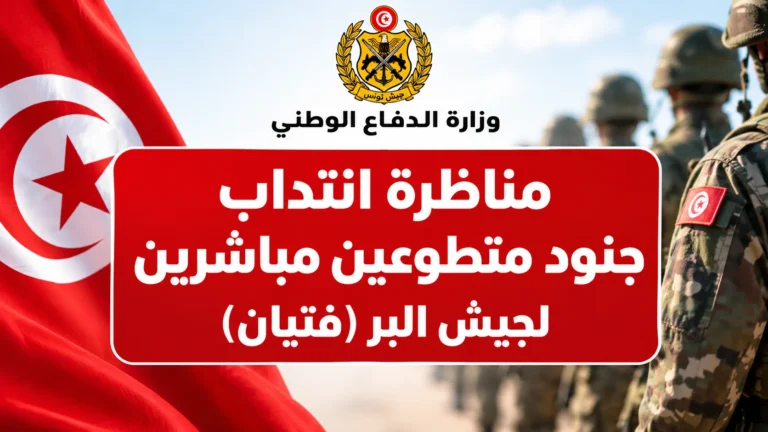 وزارة الدفاع الوطني مناظرة انتداب جنود متطوعين مباشرين لجيش البر فتيان أجل للتسجيل 11 أكتوبر 2026