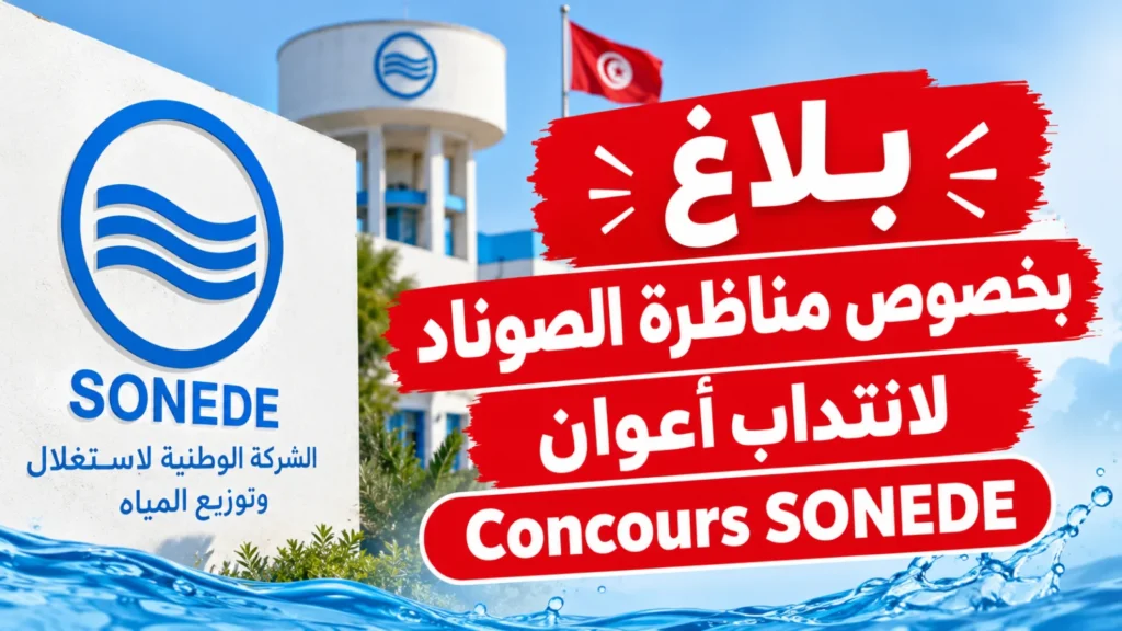 بـلاغ بخصوص مناظرة الصوناد لانتداب أعوان – Concours SONEDE