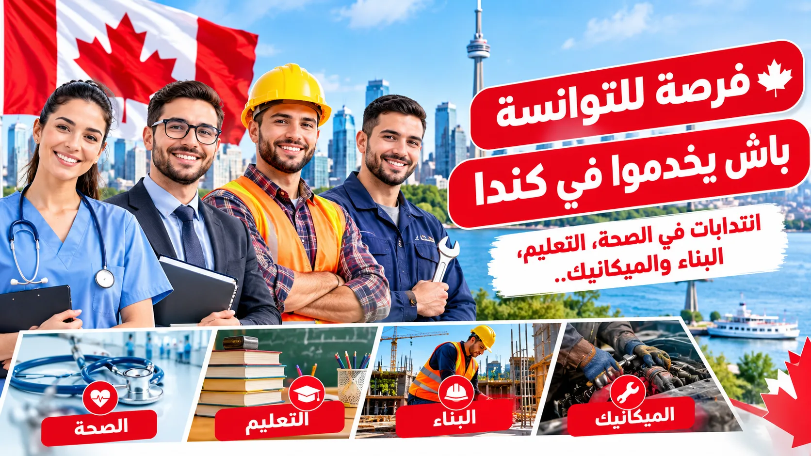 فرصة للتوانسة باش يخدموا في كندا انتدابات في الصحة التعليم البناء والميكانيك   