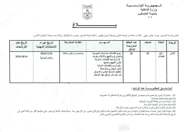 كل مناظرات البلديات المفتوحة حاليا في مختلف مناطق الجمهورية